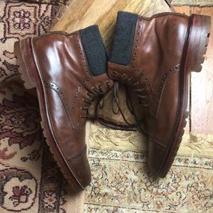 Johnson & Murphy J&M 1850 Size 12 M WingTip CapToe Leather Felt Brown Grey $279